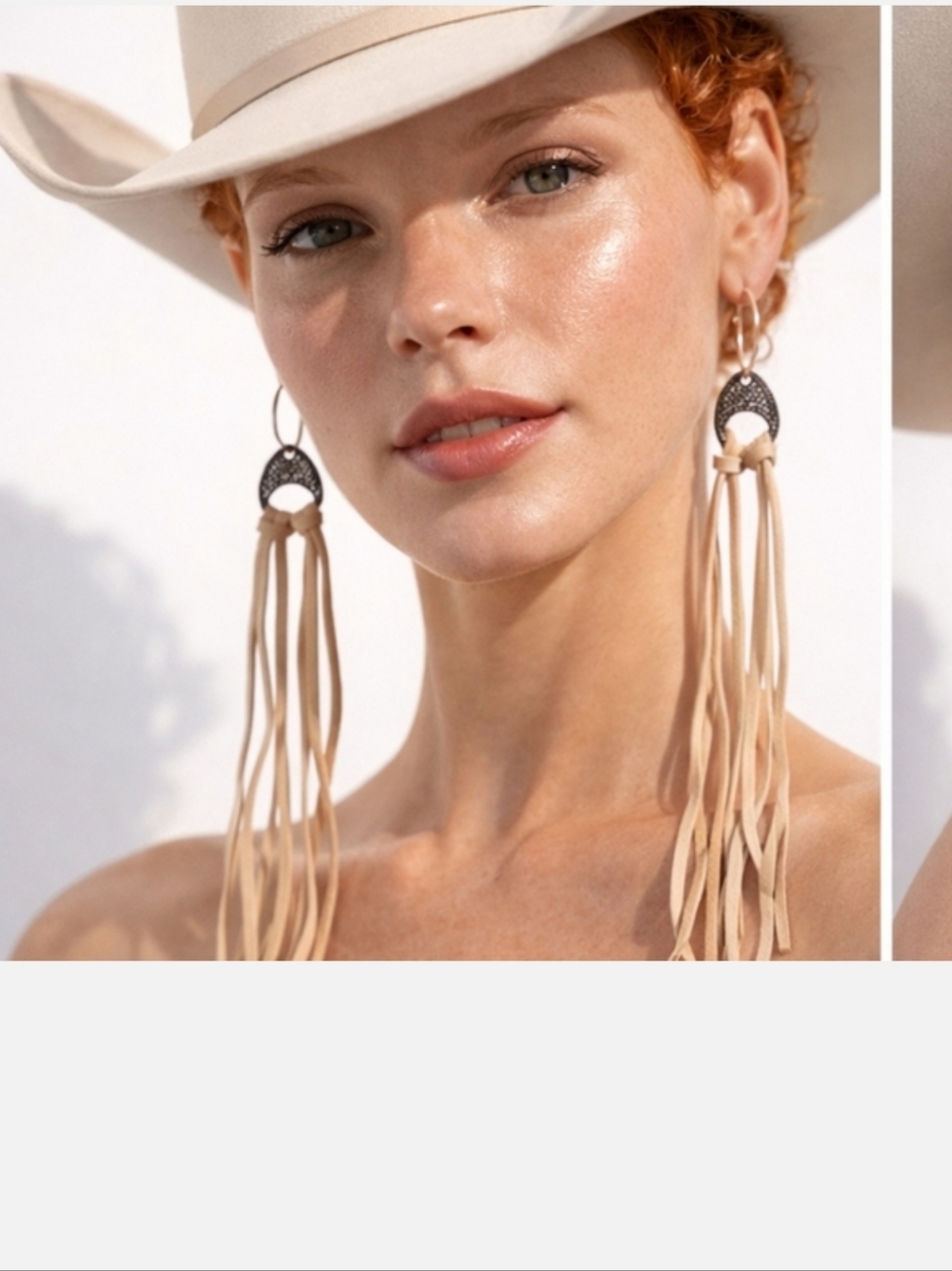 Keep It Gypsy Beige Fringe Leather Earrings with Silver Accents - Picture 8 of 8